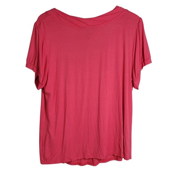 George Mark Eisen Pullover Twist Top Pink 2X Pleated Scoop Neck Short Sleeve NWT - Picture 4 of 7